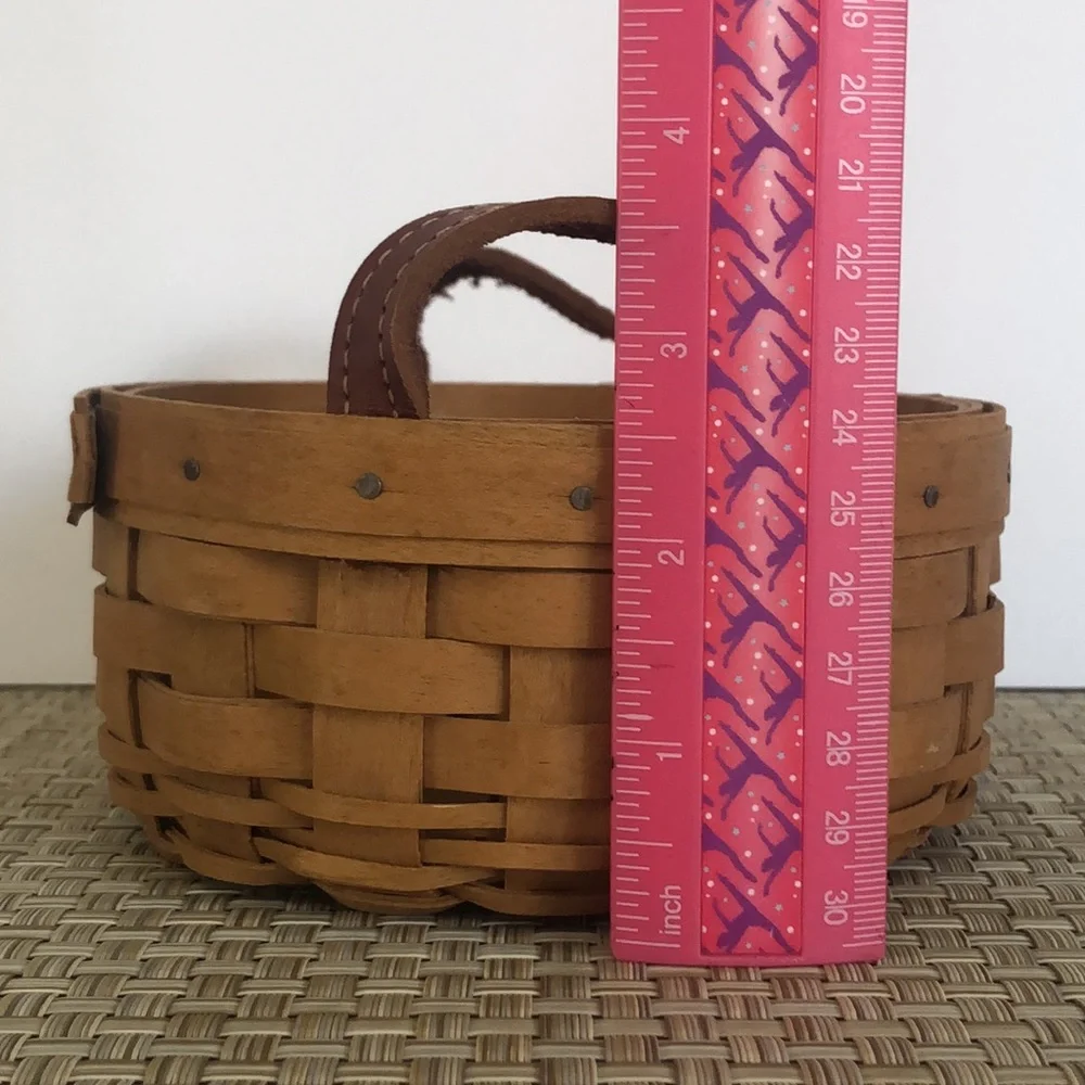 Longaberger Small Round Basket With Leather Handles